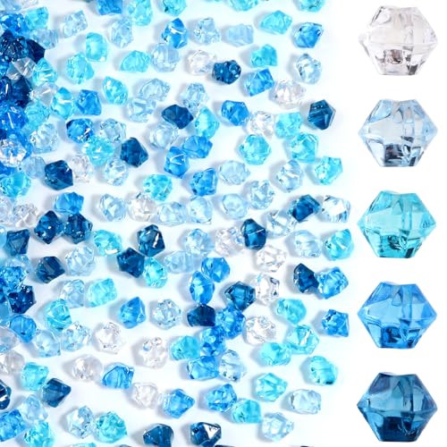 500 Pcs Fake Ice,11 * 14mm,Blue Series Acrylic Gems Vase Filler,Plastic Diamonds for Table Decoration DIY Craft Aquarium Display Party Centerpieces. - color: Blue Series, size: 11MMx14MM