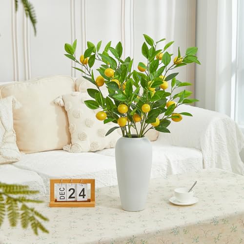 Heleze 36 Inch Artificial Lemon Branches for Vases Greenery Stems with Faux Fruits Realistic Lifelike Fake Lemon Tree Branch for Home, Dining Table, Kitchen Decor