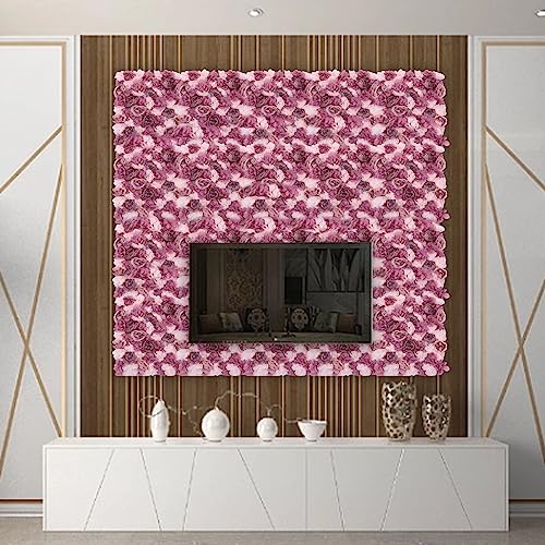 Artificial Flower Wall Panels,6 Pack Wall Flower Silk Rose Pink Floral Panels,Rose Fake Flowers Wall Panels,Table Fall Decor Wall Backdrop Faux Flower Panel for Wedding,24 * 16in - color: 6pcs Pink, Mauve