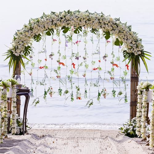 Yunlly 4 Pcs 24 ft Wildflower Garland Pre Strung Artificial Hanging Flower Vine Backdrop Floating Faux Silk Floral Ceiling Garland Garden Party Decor for Wedding Bridal Wall Arch Birthday Baby Shower