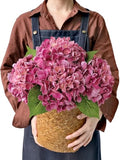 JINWOE Magenta Pink Hydrangea Artificial Flowers, 4Pcs 21” Latex Real Touch Flowers, Full Faux Silk Flowers Fake Artificial Hydrangeas with Stems for Bouquet Table Centerpieces Wedding Baby Showers - color: Magenta