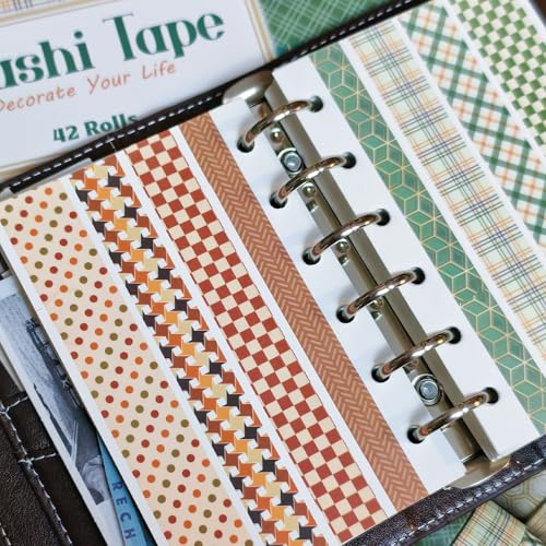 42 Rolls Vintage Stripe Washi Tape Set，Decorative Tape for Scrapbooking, Journaling, Bullet Journals, DIY Crafts, and Gift Wrapping - color: Green