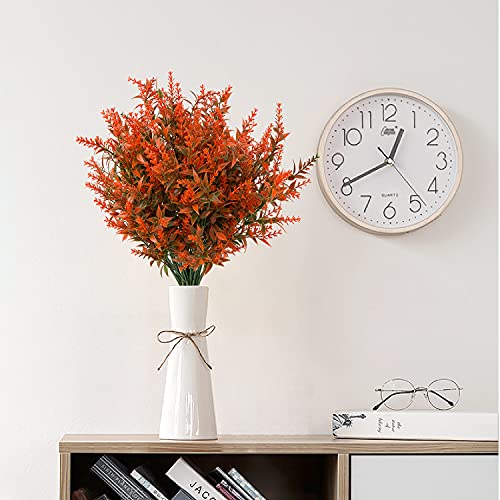 Outdoor Artificial Lavender Fake Flowers - 20 Bundles UV Resistant Outdoor Faux Plastic Flowers Plants Greenery Shrub for Indoor Outside Decoration(Orange Red) - color: Orange Red, size: 20 Bundles