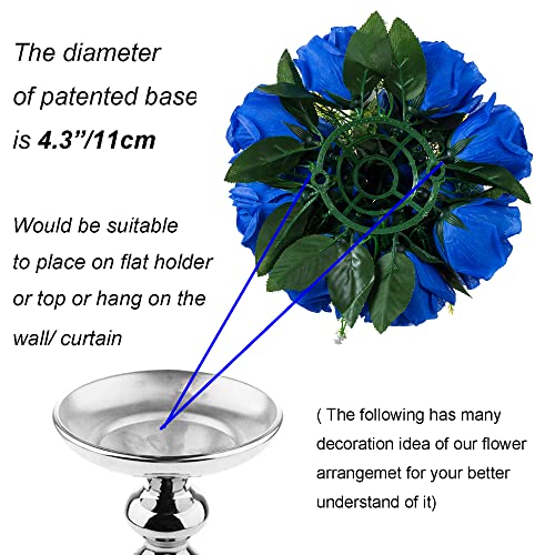 BLOSMON Royal Blue Flowers for Decoration: 10 Pcs Fake Roses Kissing Balls for Wedding Table Centerpieces - Artificial Floral Arrangements Home Baby Shower Birthday Party DIY Decor - color: Royal Blue