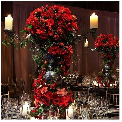 Jasion 50PCS Artificial Roses Realistic Velvet Silk Faux Flowers Bouquet for Mother's Day Wedding Home Party Table Centerpieces Decoration (Red) - color: Red 50pcs