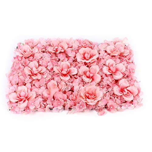 12 Pack Flower Wall Panels 16 x 24 inch 3D Rose Wall Mat Decorative Faux Floral Panel Silk Faux Artificial Flower Backdrop for Photo Background Home Wedding Party