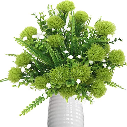 Artificial Flowers, Plastic Plants Dandelion Shrubs Grass Fake Bushes Home Garden Office Room House Outdoor Indoor UV Resistant Wedding DIY Decor Planter Filler Decoration - Green 4 Pack - color: Dandelion/ Green/ 4 Pack