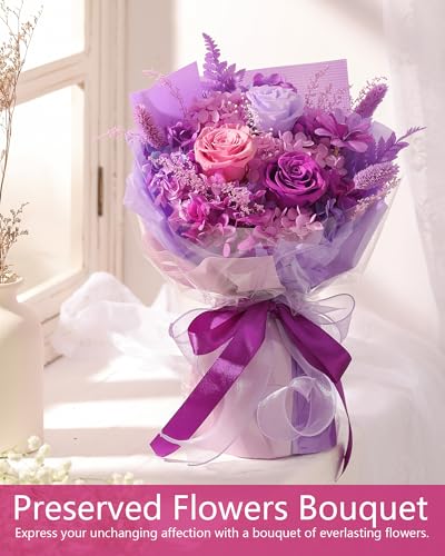 BestFlower Mothers Day Flowers Bouquet Gifts for Mom,Roses Bouquet Gifts for Women Mom Wife from Daughter,Fresh Flowers for Delivery/Purple Rose - color: Bright Purple