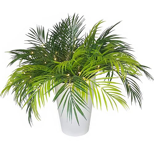 CATTREE Artificial Palm Plants, Faux Tropical Plant Plastic Shrubs Fern Leaves Coconut Tree Fake Bushes for Indoor Outdoor Home Verandah Office Table Centerpieces Arrangements DIY Decoration 4 Pack - color: Tropical Palm Plant-4 Pcs