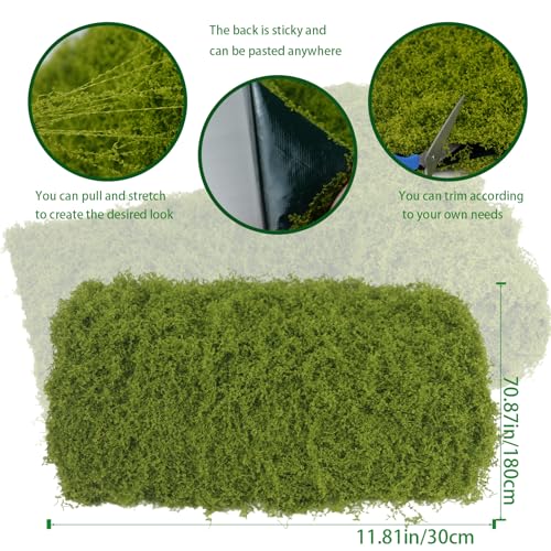 Fake Green Moss Roll Table Runner Faux Moss Adhesive Fairy Garden Grass 12" x 71" Artificial Moss for Indoor Plants Wall Crafts DIY Table Centerpieces Fairy Woodland Floral Wedding 30x180cm - size: Green-12" x 71"/30x180 cm