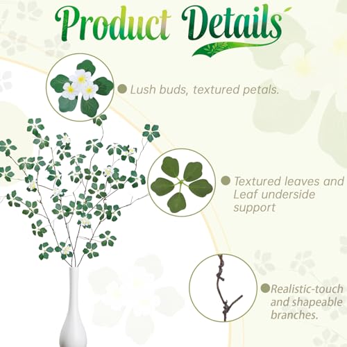4Pcs 38.8 inches Artificial Tree Branches and Twigs Faux Plant Stems for Tall Vase, Home, Hotel, Office, Store Decor (2 Green Five-Leaf and 2 Green Five-Leaf with Flowers) - color: 2 Green Five-leaf and 2 Green Five-leaf With Flowers
