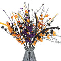 6 Pack Artificial Halloween Floral Picks Purple Orange Black Berry Stems Halloween Tree Branches with Candy for Halloween Party Flower Arrangement Centerpieces