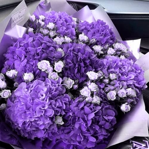 Coferset 5pcs Hydrangea Artificial Flowers Real Touch 20 inch Lifelike Hydrangea Flower for Home Wedding Office Party Living Room Decoration (Purple#2) - color: Purple#2