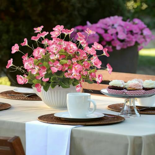 3 Pcs Artificial Flowers for Outdoors Hibiscus Spring Summer Decor Pink Artificial Tropical Flowers Realistic UV Resistant Silk Hibiscus Flowers for Outside Planter Front Door Porch Patio - color: Pink