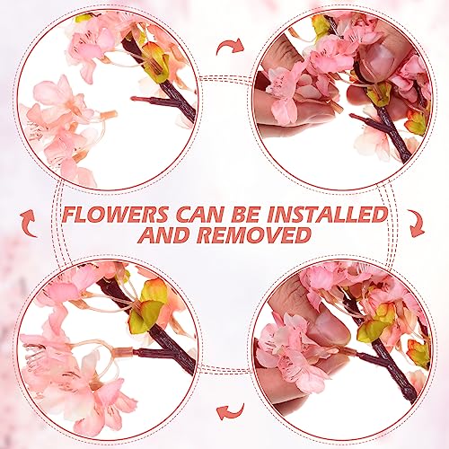 Giegxin 8 Pcs Silk Cherry Blossom Branches Cherry Blossom Tree Stems Long Stem Artificial Flowers for Tall Vase Flowers for Home Wedding Vase Floral Arrangements (Pink,39.4") - color: Pink, size: 39.4"