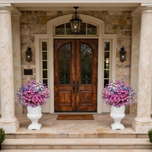 Artificial Flowers for Outdoors Colorful Daisy 20 Bundles Faux Plant Outdoor Spring Summer Decor Realistic Fake Plants Outside for Planters Front Porch Backyard Decor (20 Bundles 4 Colors) - color: 20 Bundles 5 Colors