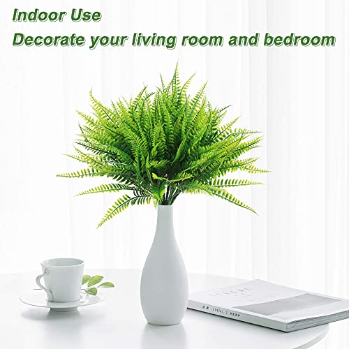 Coreland 8 Pcs Fake Plants Outdoors - Ferns Artificial Plants for Outdoor Ferns Lifelike Boston Faux Fern Stems UV Resistant Outdoor Plants Artificial for Porch Greenery Decor - color: 8 Pcs
