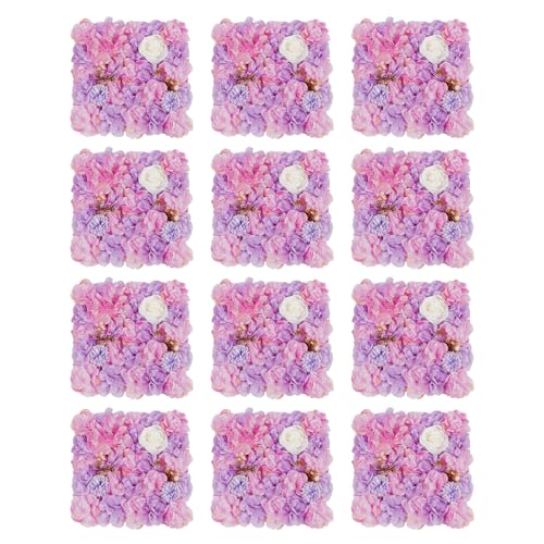 12 Pack Flower Wall Panels 15 x 15 inch 3D Rose Wall Mat Decorative Faux Floral Panel Hydrangea Silk Faux Flower Backdrop for Photo Background Home Wedding Party