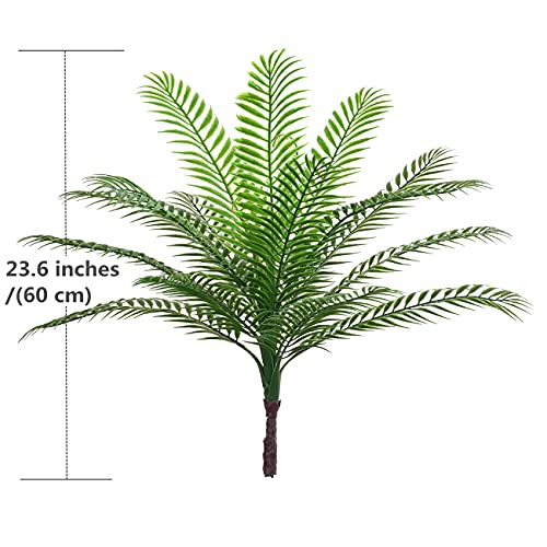 CATTREE Artificial Palm Tree Plant, Fake Tropical Plants with Faux Greenery Plastic Leaves Shrubs Boston Fern Bushe for Indoor Outdoor Modern Decoration in Pot for Home Garden Office Wedding Décor - color: Tropical Palm Plants 1pcs