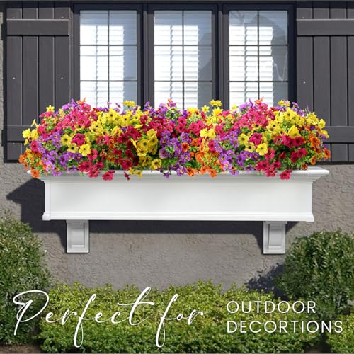12 Bundles Artificial Fake Flowers for Outdoor Spring Summer Decoration, Faux Plants Flowers Silk Colorful Mix Daisy Realistic UV Resistant for Porch Patio Home Planter Balcony Yard Decor
