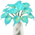 Letjolt Artificial Calla Lily Flowers 12Pcs Peacock Blue Flowers | Fake Flower Bouquet, Faux Calla Lilies, For Home Kitchen Wedding Party - color: Peacock-blue