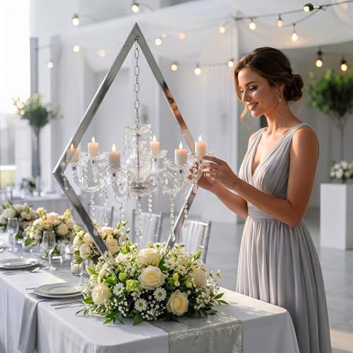 European Romantic Diamond Candle Holder, Metal Creative Wedding Table Decor for Western Food, Party, and Wedding Props (Sliver, 2PCS) - color: Silver, size: 2PCS