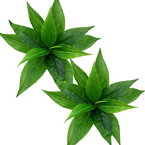 CATTREE Artificial Plants Outdoor Decor, Fake Plant Shrubs Faux Grass Plastic Leaves Greenery Bushes Home Garden Wedding Party Decorations Indoor Office Yard Verandah Planter Filler - Green 2 Pack - color: Magnolia Grass-green-2 Pack