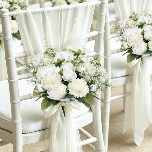Peonies Artificial Flowers, 24 Bundles Silk Fake Peonies Faux Peony Arrangements for Spring Summer Wedding Bouquet Home Bridal Baby Shower Party Event Centerpieces Vase Office(White) - color: White