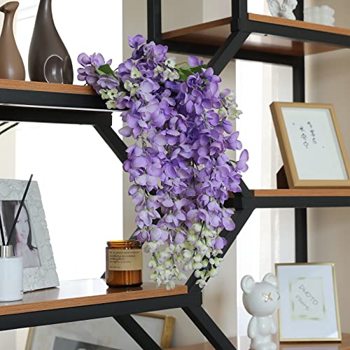 Dailisen 3 Strands 40'' Silk Purple Wisteria Artificial Flowers, Fake Wisteria Floral Hanging Plant Garland, for Home Decor, Party, Floor Vase, Balcony, Wedding Arrangement Decoration (Purple) - color: Purple