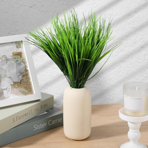 40 Bundles Artificial Grass Plants for Outdoors, UV Resistant Fake Grass Plant Decor, Faux Grasses for Outdoor Planters, Polyethylene Fake Ornamental Grasses for Garden/Porch/Window Box