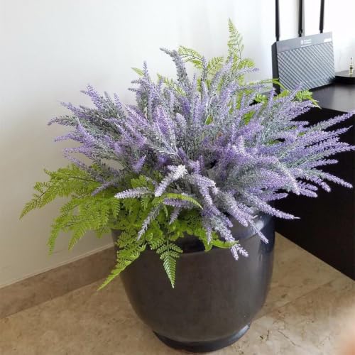 CATTREE Artificial Plants, Fake Lavender Flowers Plastic Plant Lifelike Flower for Indoor Outdoor Home Garden Balcony Party Wedding Bridal Bouquet DIY Decor Planter Filler Decoration Purple 12 Bundles - color: Lavender - Purple - 12 Pack