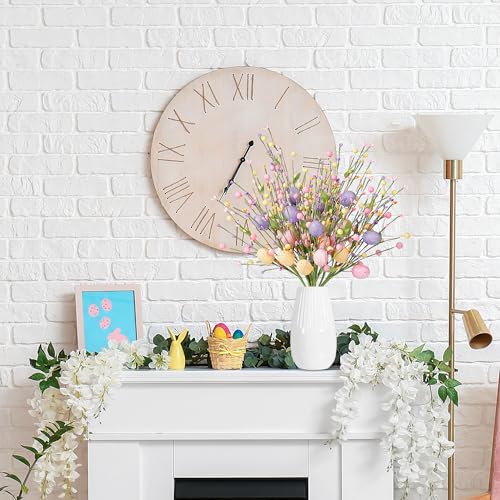 Sggvecsy Artificial Easter Stems 6 Pcs Spring Berry Picks with Eggs Colorful Berries Leaves Twig Branches Sprays for Easter Celebration Arrangement Centerpiece Home Vase Decor - color: Colorful