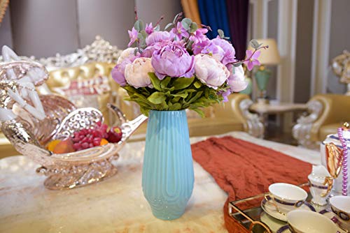 Fule 2 Pack Large Artificial Peony Silk Flower Bouquets Arrangement Wedding Centerpieces (New Purple) - color: New Purple X2