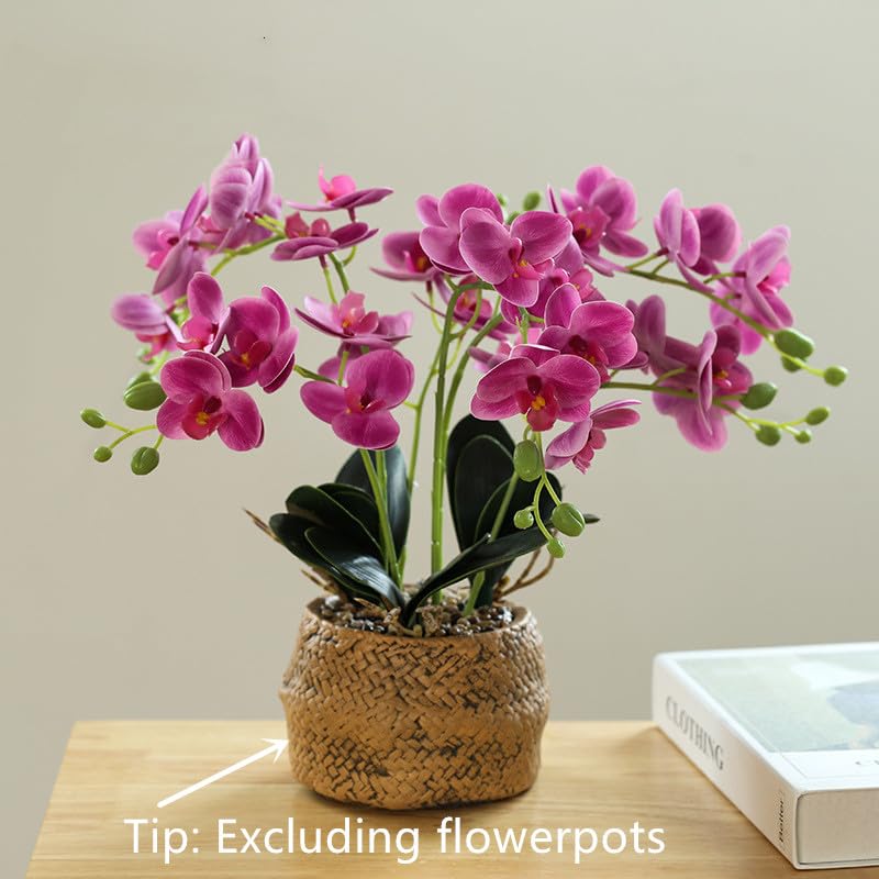 6 Branch Artificial Orchid Stems with Leaves,15” Real Touch Dancing Orchid Flower,Fake Plants Phalaenopsis for Wreaths Wedding Centerpiece Floral Arrangement Porch Summer Cemetery Decor (Rose Pink) - color: Rose Pink