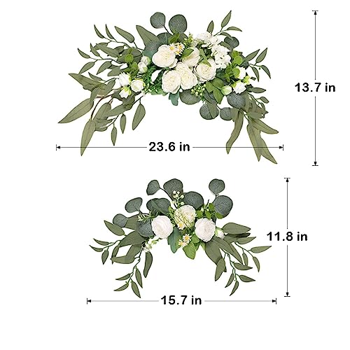 GOLDY&WENDY White Peony Wedding Sign Flower Swag Set of 2 for Wedding Reception Backdrop Table Decorations Welcome Sign - color: A1-white Peony
