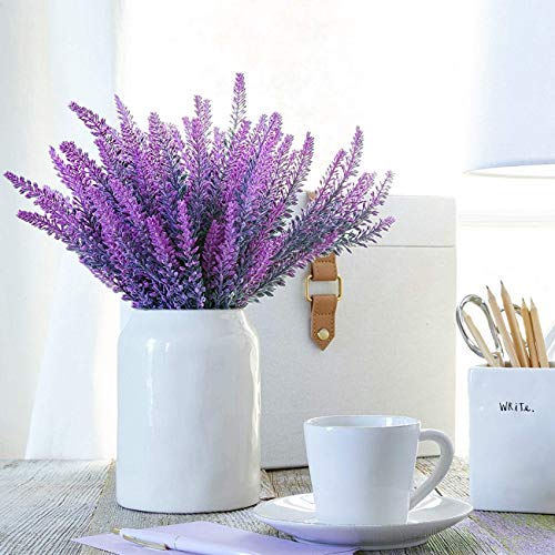 Fuchsia 4pcs Artificial Flowers Flocked Plastic Lavender Bundle Fake Plants Wedding Bridle Bouquet Indoor Outdoor Home Kitchen Office Table Centerpieces Arrangements Christmas Decor - color: Lavender/Fuchsia/4pcs