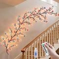 7.55 FT 144 LED Cherry Blossom Tree Branch Lights for Wall,8 Modes Artificial Pink Cherry Blossom Garland with Remote and Timer,Willow Vine Lights (144 LED Three-Color Cherry Blossom) - color: 144 LED Three-Color Cherry Blossom
