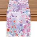 Happy Birthday Table Runner, Purple Lavender, 72x13 Inch | Butterfly Floral Design