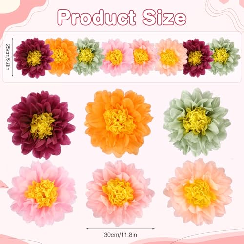 BestoFun 14 PCS Wine Red, Sage Green & Pink Tissue Paper Flowers – Elegant Party Decorations for Wedding, Birthday, Baby Shower, Bridal Shower, and Holiday Events - color: Red Green Pink