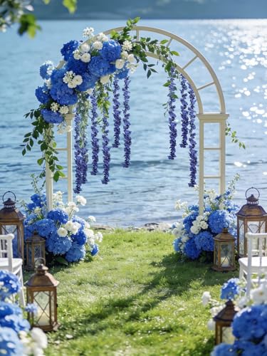 12PCS Royal Blue Wisteria Hanging Flowers 6.4FT Artificial Hanging Wisteria Flowers for Decoration for Wedding Arch, Backdrop, Garden Party Decor (Royal Blue) - color: Royal Blue