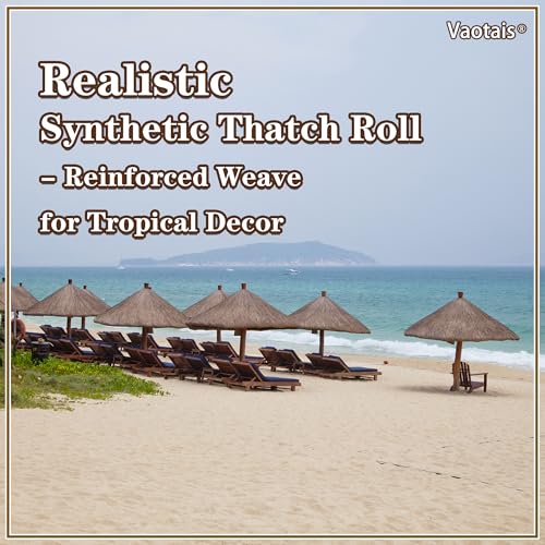 Realistic Synthetic Thatch Roll Sun-Bleached Yellow - 18 & 30 Inch Widths - Reinforced Weave for Mexican Palapa, Tiki Bars, Hawaiian Parties & Patio Decor (18 Inch Width x 4 Feet Length)
