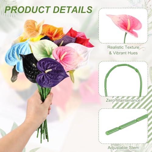 uxcell 4Pcs 11inch Artificial Anthurium Lily Flowers, Permanent Flower Bouquet for Home Arrangements Wedding Festival Decoration Crafts Store Decor Accessories, Pink - color: Pink