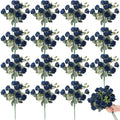 Zeyune 16 Bunches 12 Inch Artificial Mini Rose Bouquet 160 Heads Bridal Flower Bouquets Fake Silk Rose Bulk for Valentine's Day Wedding Bridal Shower Home Office Garden(Dark Blue) - color: Dark Blue