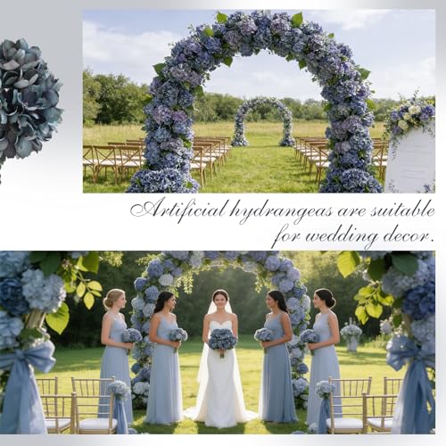 6PCS 21 Inch Lifelike Artificial Silk Hydrangea Flowers, Large Fake Hydrangea Flowers Bouquet with Stems, Full Faux Hydrangea for Home Decor Wedding Table Party Office Decor(Dusty Blue) - color: Dusty Blue