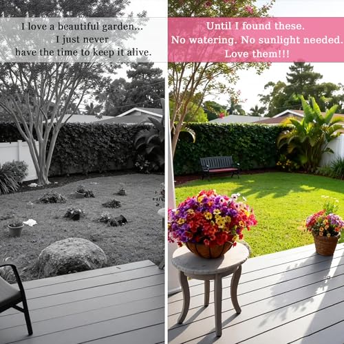 24 Bundles Realistic Fake Flowers for Outdoors, No Fade Faux Silk Flowers & Artificial Plants Lavender, for Garden Patio Porch Decor, Window Box, Hanging Basket, Planter, Grave Decorations - color: Mix Color, size: 24PCS