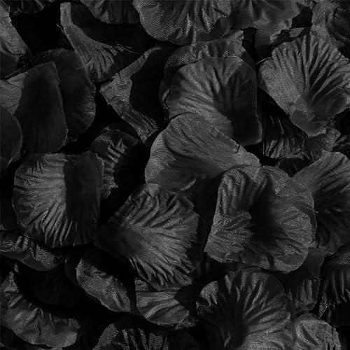 SITUMEIZI 3000PCS Black Rose Petals for Romantic Night for Her Set Flowers Wedding Party Decoration Marriage Proposals Decor Petals Fake Rose Artificial Silk Rose Petals Halloween - color: Black, size: 3000