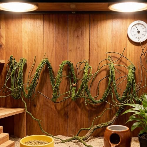 118inch Flexible Green Small Artificial Tree Branches Fake Tree Trunk Garland Rattan Wreath Cherry Blossom Grape Vines Floral for Wall Hanging Front Door Jungle Party Reptile Climb Hallween Decoration - color: Green, size: Small