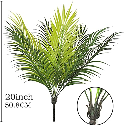 PASYOU Artificial Plants, Fake Palm Tree Tropical Shrubs 2 Pack, Plastic Greenery Faux Big Leaves Home Indoor Outdoor Decor House Garden Bedroom Planter Filler Wedding Party Decorations UV Resistant - color: Tropical Palm Tree - 2 Pcs