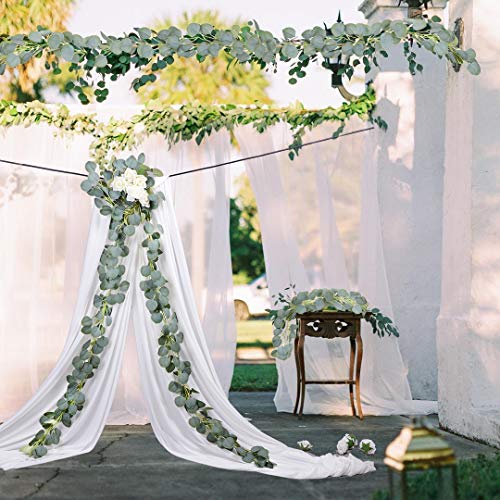 DearHouse 4Pack Artificial Eucalyptus Garland Faux Silk Eucalyptus Leaves Vines Handmade Garland Greenery Wedding Backdrop Arch Wall Decor … - color: Green