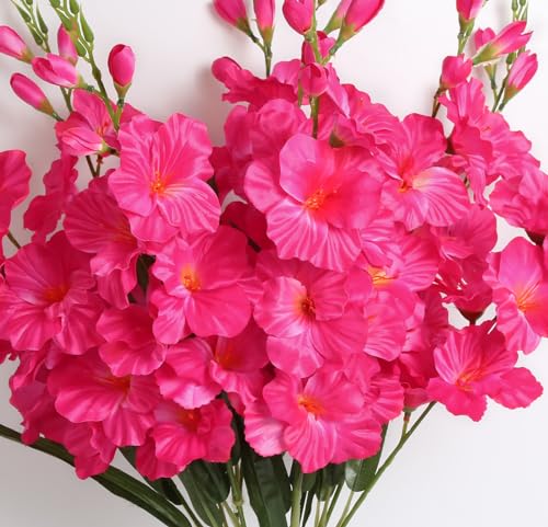 IPOPU 10 PCS Gladiolus Artificial Flowers Bulk 30.3 in Gladiolus Flowers Silk Gladiolus Flowers with Stems Artificial Gladiolus Flowers Faux Gladiolus for Home Wedding Office Decoration(Hot Pink) - color: Hot Pink